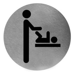 Mediclinics pictogram luierverschoning zelfklevend rond RVS PS0001CS