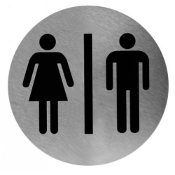 Mediclinics pictogram man/vrouw zelfklevend rond RVS PS0001CS
