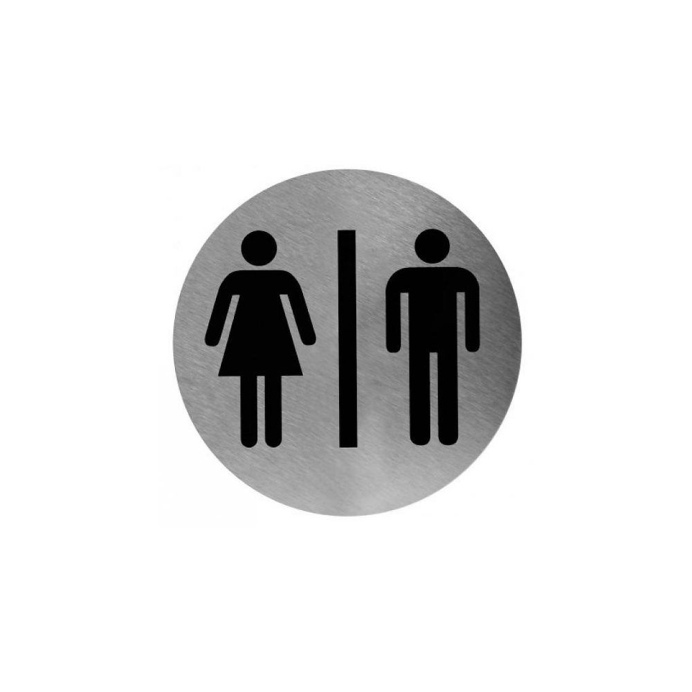 Mediclinics pictogram man/vrouw zelfklevend rond RVS PS0001CS