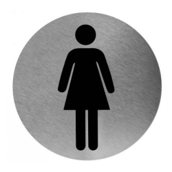 Mediclinics pictogram vrouw zelfklevend rond RVS PS0002CS