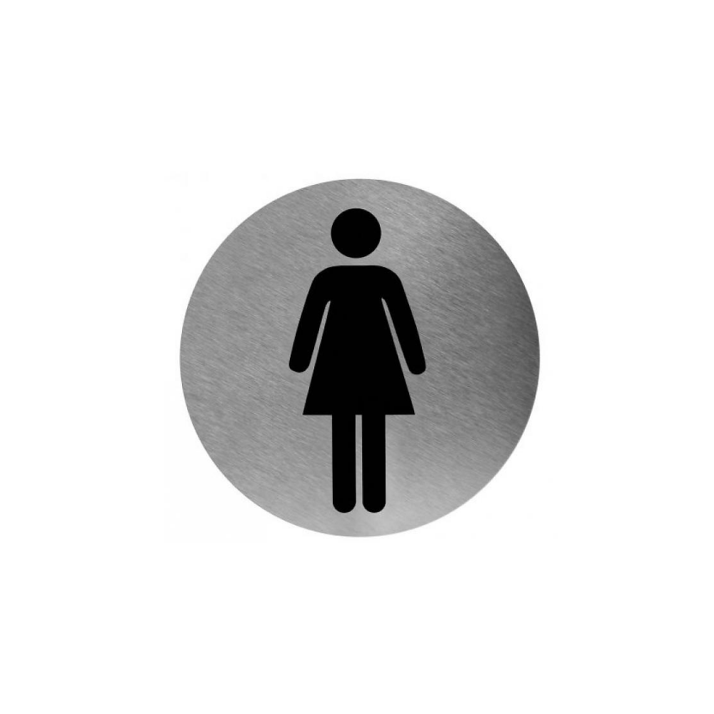 Mediclinics pictogram vrouw zelfklevend rond RVS PS0002CS
