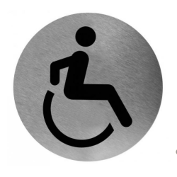 Mediclinics pictogram invalide toilet zelfklevend rond RVS PS0004CS