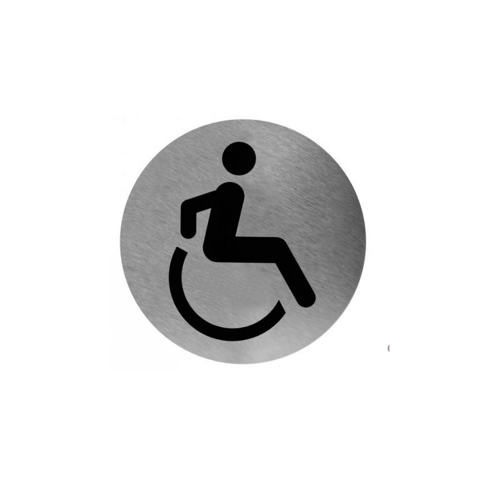 Mediclinics pictogram invalide toilet zelfklevend rond RVS PS0004CS
