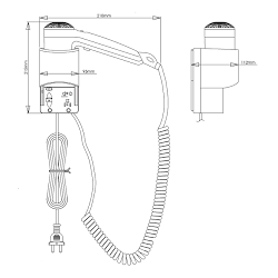 Mediclinics wandhaardroger met pushbutton wit SC0030