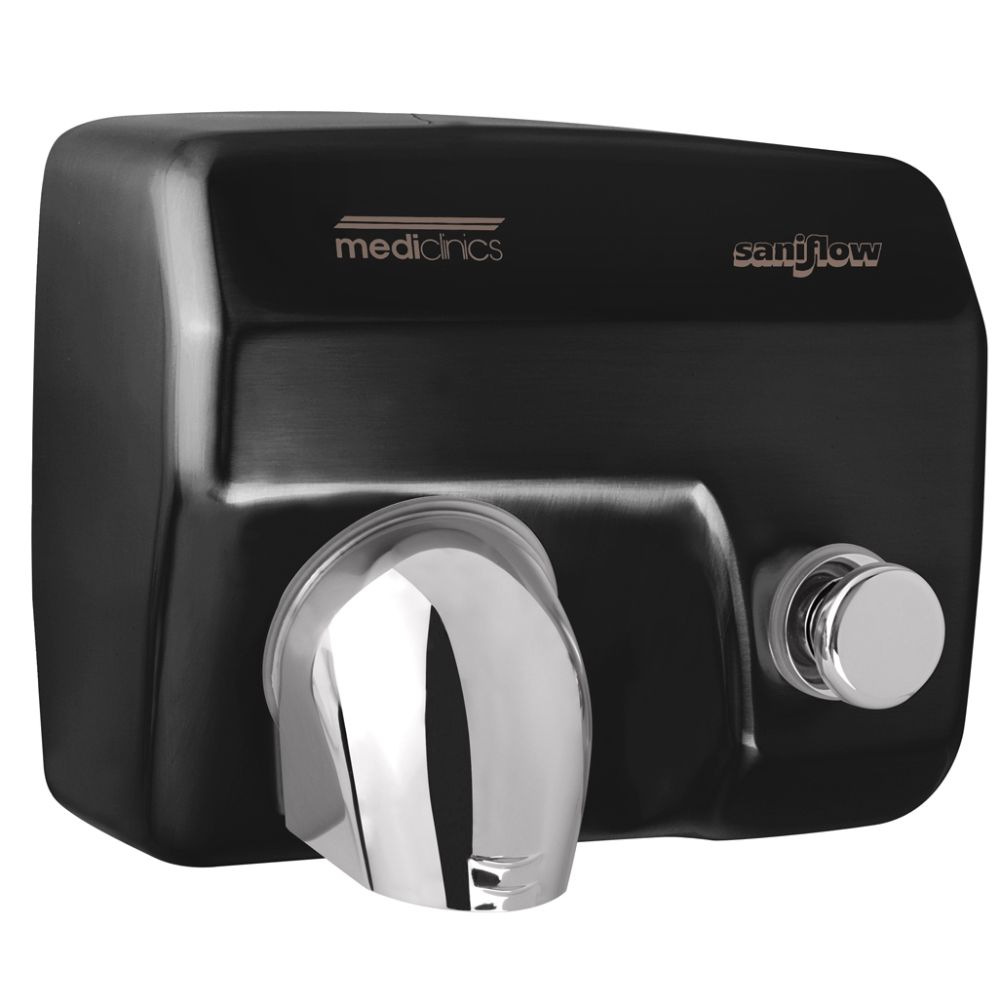 Mediclinics handendroger zwart drukknop Saniflow E05